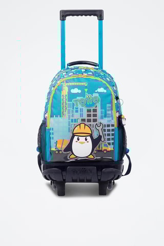 Sac à dos à roulettes Funny Penguin - Turquoise - S