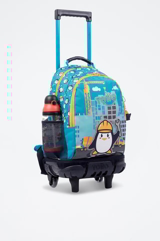Sac à dos à roulettes Funny Penguin - Turquoise - S