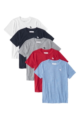 5 t-shirts - Branco, azul-marinho e cinzento mesclado