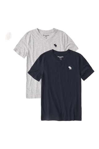 2 t-shirts - Branco, azul-marinho e cinzento mesclado