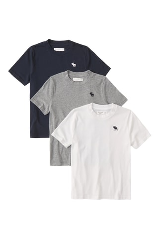 3 t-shirts - Branco, azul-marinho e cinzento mesclado