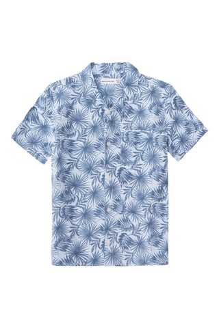 Camisa - Branco e azul-acinzentado
