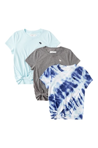 3 t-shirts atadas - Azul-celeste e cinzento mesclado