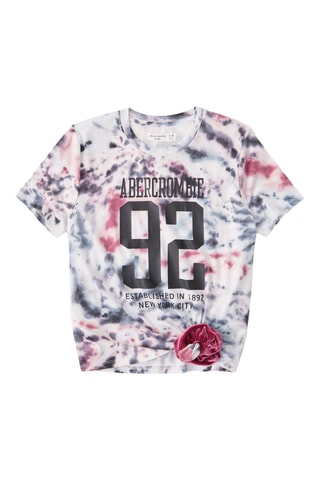 T-shirt tie & dye e elástico de cabelo em veludo - Branco e bordô