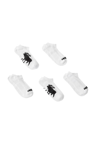 5 pares de meias curtas - Branco e preto