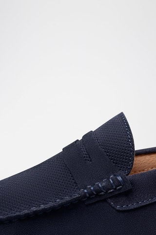 Mocassins en cuir de veau nubuck - Bleu marine
