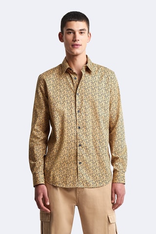 Chemise slim - Beige et bleu