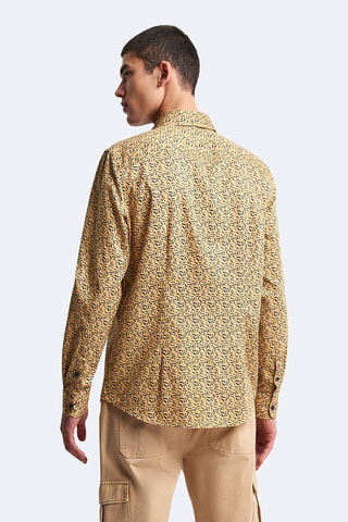 Chemise slim - Beige et bleu