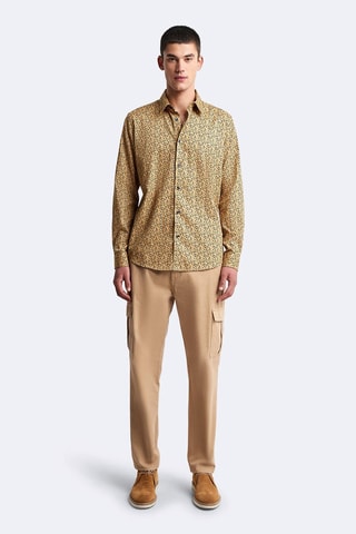 Chemise slim - Beige et bleu