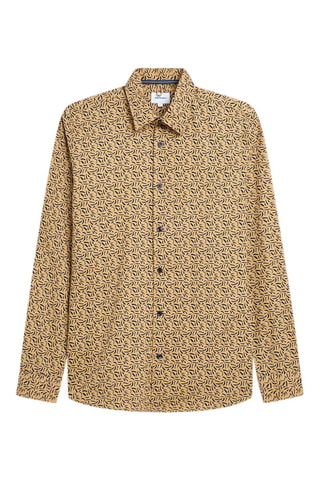 Chemise slim - Beige et bleu
