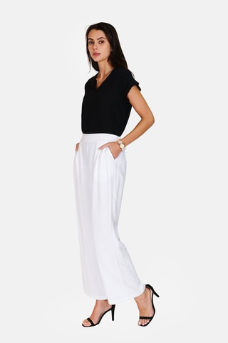 Pantalon wide legs - 
Blanc