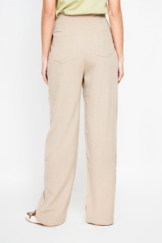 Pantalon large en lin taille haute - Camel