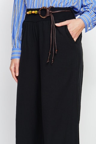 Pantalon taille haute en lin - Noir