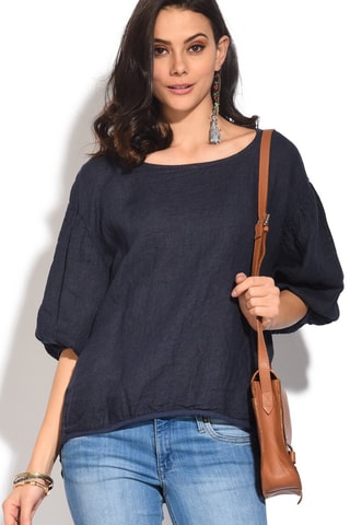 Top en lin - 
Bleu