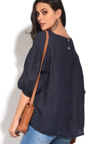 Top en lin - 
Bleu
