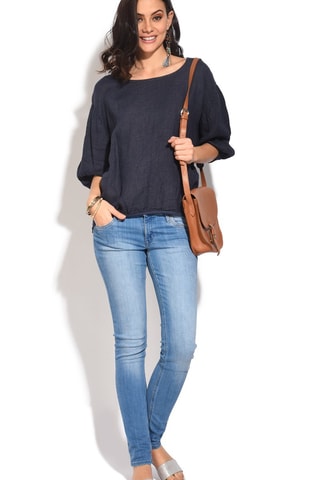 Top en lin - 
Bleu