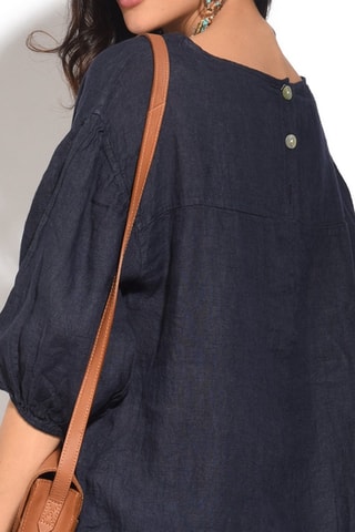 Top en lin - 
Bleu