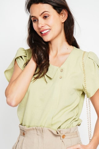 Top en lin - Vert