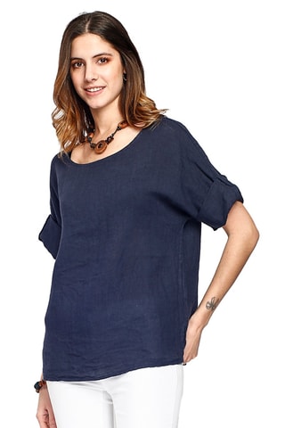 Top en lin - Bleu marine