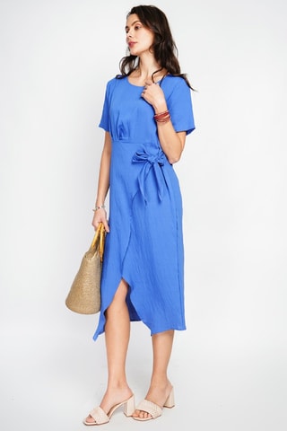 Robe longue en lin - Bleu roi