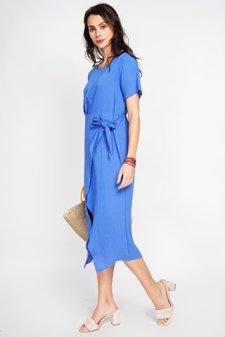 Robe longue en lin - Bleu roi