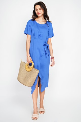 Robe longue en lin - Bleu roi