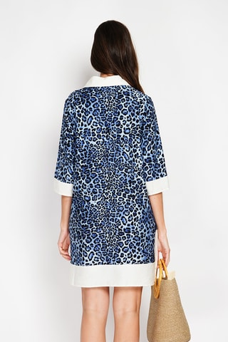 Robe droite en lin - Bleu cobalt