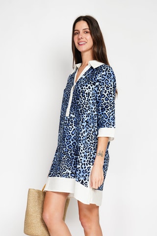 Robe droite en lin - Bleu cobalt