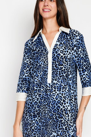 Robe droite en lin - Bleu cobalt