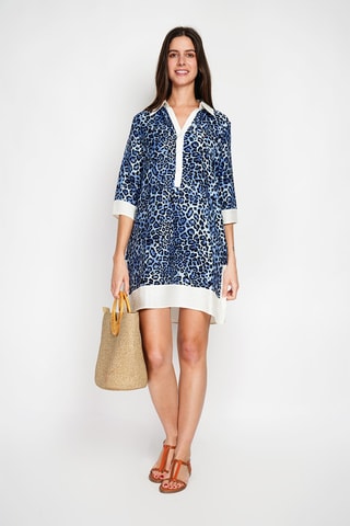 Robe droite en lin - Bleu cobalt