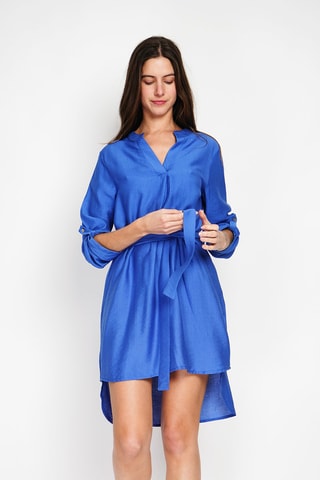 Robe droite en lin - Bleu roi