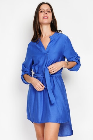 Robe droite en lin - Bleu roi
