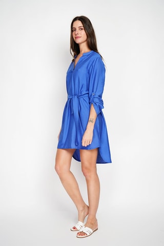 Robe droite en lin - Bleu roi
