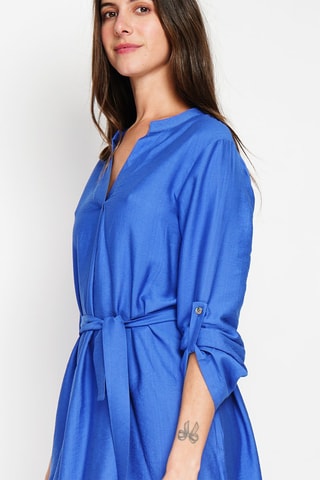 Robe droite en lin - Bleu roi