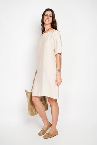Robe droite en lin - Beige