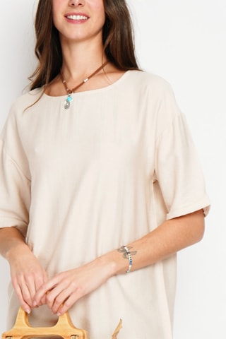Robe droite en lin - Beige