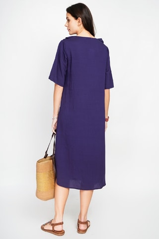 Robe longue en lin - Bleu marine