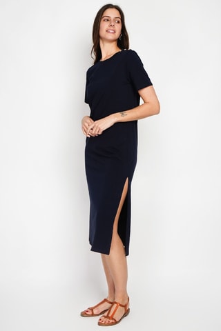 Robe longue en lin - Bleu nuit