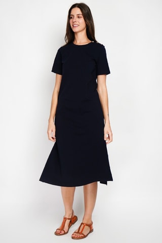 Robe longue en lin - Bleu nuit