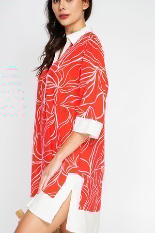 Robe chemise en lin - Orange
