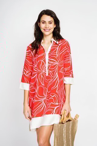 Robe chemise en lin - Orange