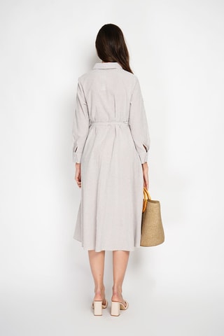 Robe chemise en lin - Marron et blanc