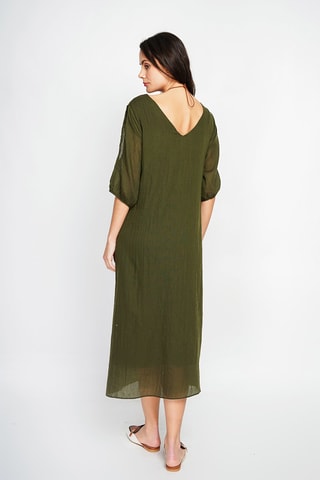 Robe midi en lin - Kaki