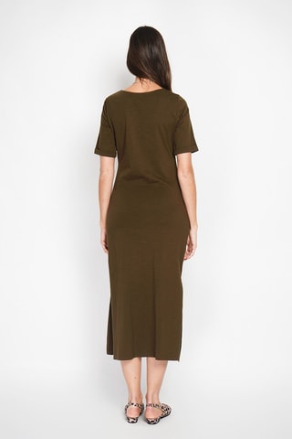 Robe midi en lin - Kaki