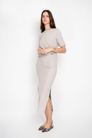 Robe midi en lin - Beige