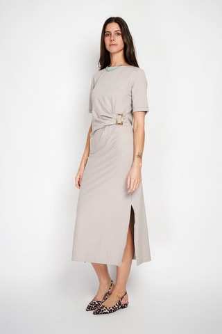 Robe midi en lin - Beige
