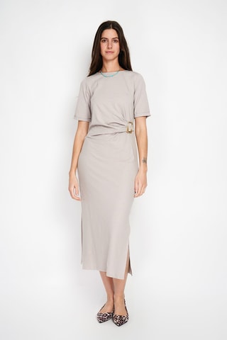 Robe midi en lin - Beige
