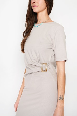 Robe midi en lin - Beige
