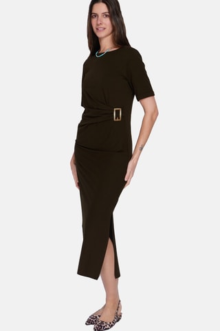 Robe midi en lin - Noir