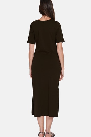Robe midi en lin - Noir